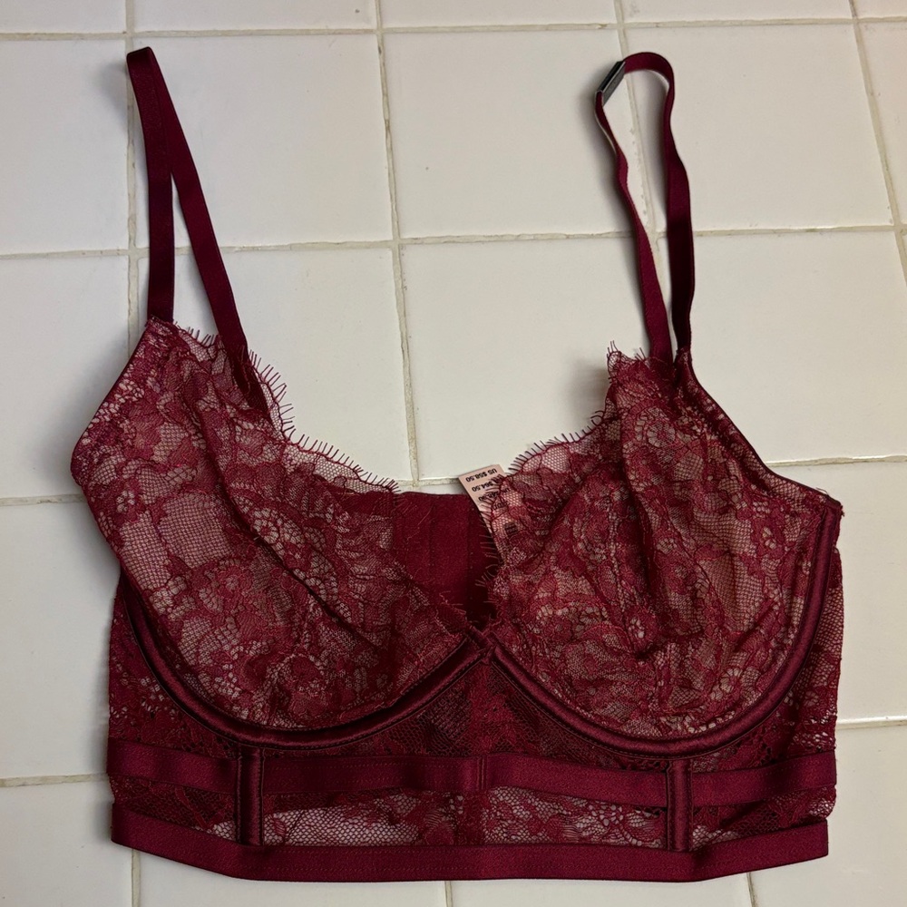 Victoria's Secret Lace Bralette in Deep Red